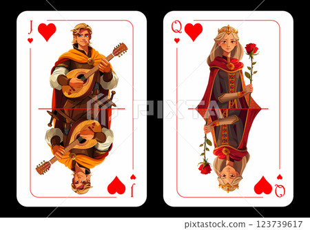 Queen of Hearts and Jack of Hearts, original playing card design Queen of Hearts and Jack of Hearts, original playing card design 123739617