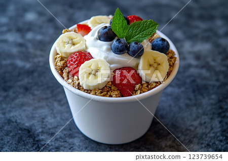 早餐形像阿薩伊碗 123739654