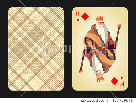 Original design of the playing card king of diamonds, front and back 123739671