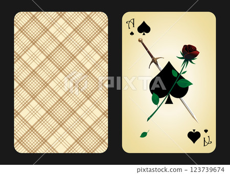 Original design of the playing card ace of spades, front and back Original design of the playing card ace of spades, front and back 123739674
