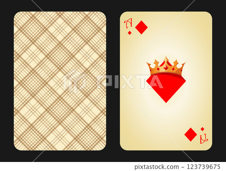 Original design of the playing card ace of diamonds, front and back 123739675