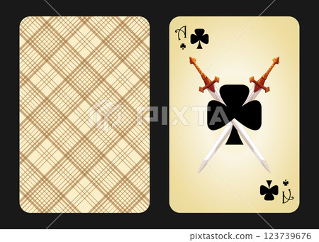 Original design of the playing card ace of clubs, front and back 123739676