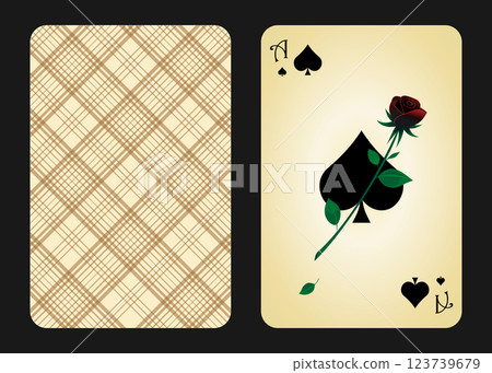Original design of the playing card ace of spades, front and back 123739679