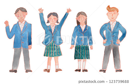 Illustration of male and female students in uniform 123739688