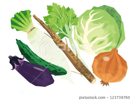 Paper-cut style light-colored vegetables 123739760