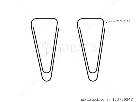 Illustration of a triangular paper clip that can be separated into two parts Illustration of a triangular paper clip that can be separated into two parts 123739847