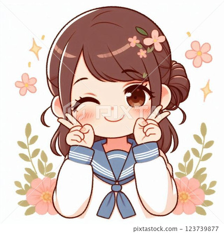 微笑的高中女孩 123739877