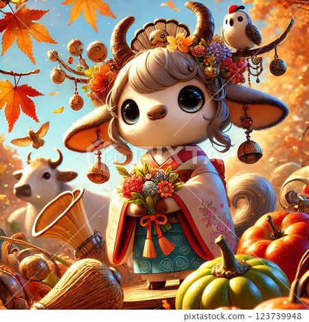 A girl who costumes Halloween 123739948