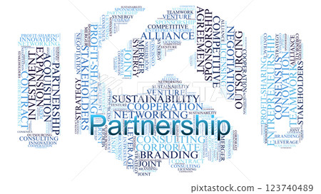 商務握手詞雲設計，企業合作的視覺表現 123740489