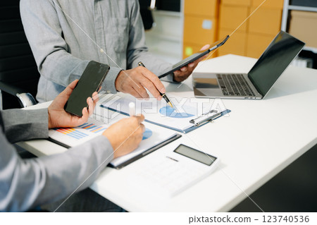 Business team meeting. professional investor working new start up project. Finance task. Business team meeting. professional investor working new start up project. Finance task. 123740536