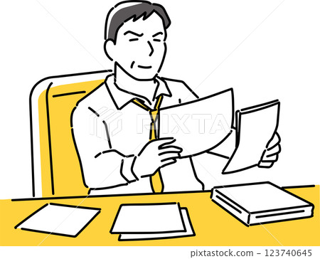 Businessman looking at multiple documents Businessman looking at multiple documents 123740645