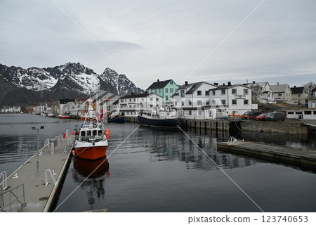 Henningsvaer town in the Lofoten Islands, Norway Henningsvaer town in the Lofoten Islands, Norway 123740653