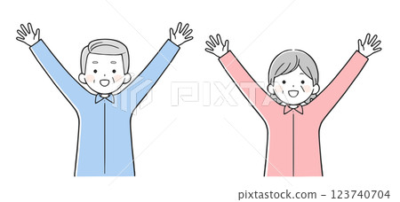 Senior couple cheering (upper body) Senior couple cheering (upper body) 123740704