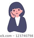 Illustration of a woman thinking with her hand on her cheek 123740798