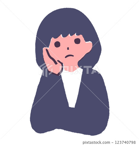 Illustration of a woman thinking with her hand on her cheek Illustration of a woman thinking with her hand on her cheek 123740798