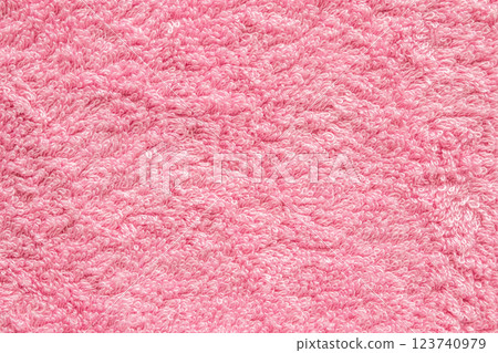 Pink fluffy towel fabric soft texture background 123740979