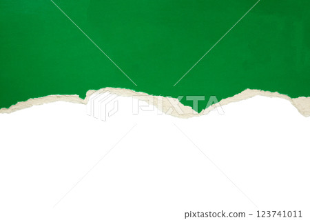 Green ripped paper torn edges strips isolated on white background Green ripped paper torn edges strips isolated on white background 123741011