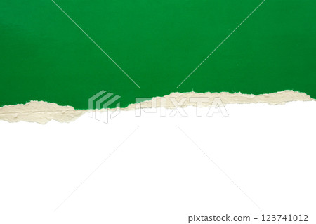Green ripped paper torn edges strips isolated on white background Green ripped paper torn edges strips isolated on white background 123741012