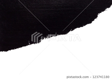 Black ripped paper torn edges strips isolated on white background 123741180