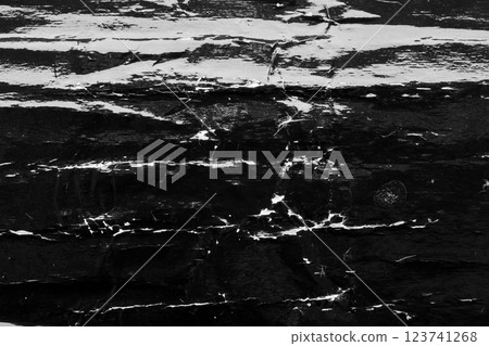 Empty old vintage black scratch torn poster overlay texture background 123741268