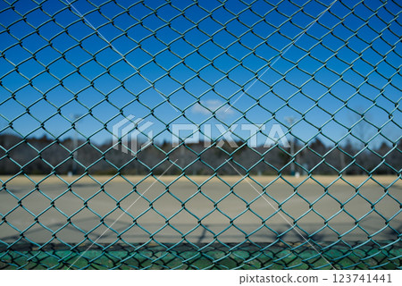sky reflected on the fence 123741441