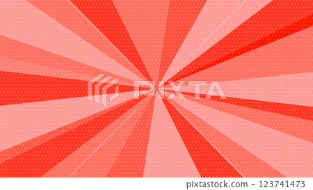 一種華麗的美國漫畫風格的旭日背景材料，帶有圓點和焦點線，紅色 123741473