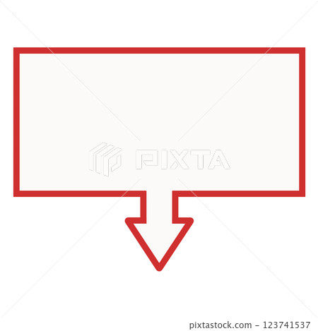 One-way arrow speech bubble (rectangle, red and white) 123741537