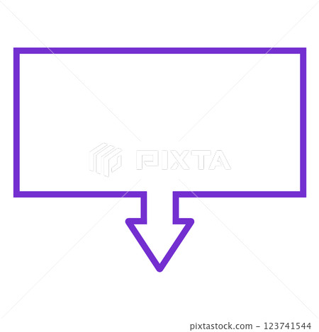 One-way arrow speech bubble (rectangle, purple, line art only) 123741544