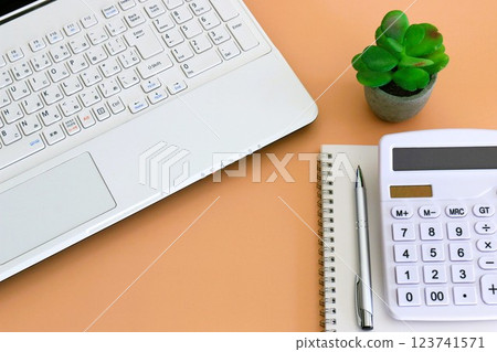 Business image, desk work, business items 123741571