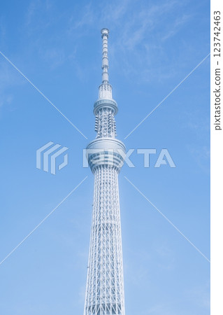 August 13 2024 - Tokyo, Japan : Tokyo Sky Tree during summer. Tokyo Sky Tree is one of the famous landmark in Tokyo. It is the tallest structure in world when built. 123742463