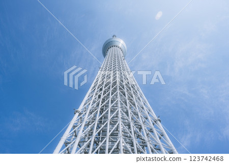 August 13 2024 - Tokyo, Japan : Tokyo Sky Tree during summer. Tokyo Sky Tree is one of the famous landmark in Tokyo. It is the tallest structure in world when built. 123742468