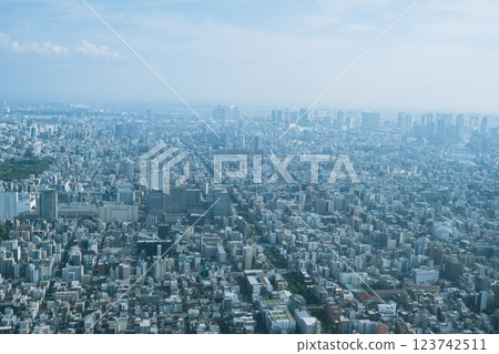 August 13 2024 - Tokyo, Japan : Tokyo Sky Tree during summer. Tokyo Sky Tree is one of the famous landmark in Tokyo. It is the tallest structure in world when built. 123742511