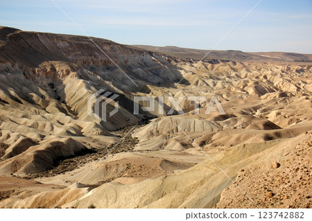 landscape in the Judean Desert in southern Israel 123742882