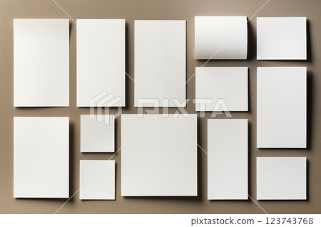 set of paper pieces isolated on white background. 123743768