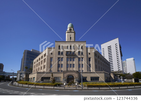Yokohama Customs House shining against the blue sky, Yokohama Three Towers, Queen's Tower 123744336