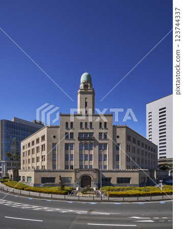 Yokohama Customs House shining against the blue sky, Yokohama Three Towers, Queen's Tower 123744337