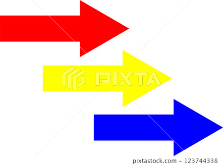 Red, yellow and blue arrow set 123744338