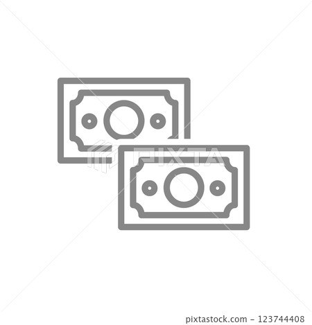 Two money bills line icon. Transfer money symbol. Vector illustration. Two money bills line icon. Transfer money symbol. Vector illustration. 123744408