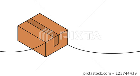 Delivery box one line colored continuous drawing. Storage box. Vector illustration. Delivery box one line colored continuous drawing. Storage box. Vector illustration. 123744439