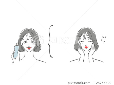 女人塗乳液，鮑伯頭髮 123744490