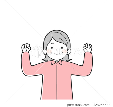 高級婦女握拳擺姿勢(上身) 高級婦女握拳擺姿勢(上身) 123744582