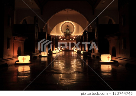 Candlelit church 123744745