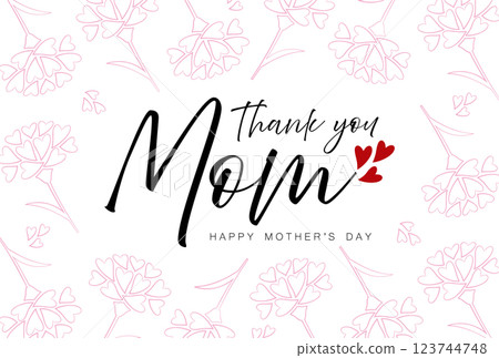 Mother's Day card: Simple line heart carnation frame 123744748