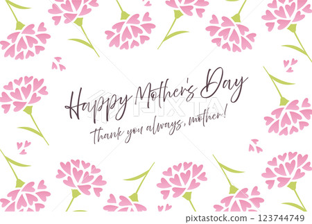 Mother's Day Card Pink Heart Carnation Frame 123744749