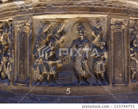 Grass cutters donating auspicious grass to the Buddha around a small stupa on display at a museum in Lahore, Pakistan's ancient capital. Grass cutters donating auspicious grass to the Buddha around a small stupa on display at a museum in Lahore, Pakistan's ancient capital. 123744755