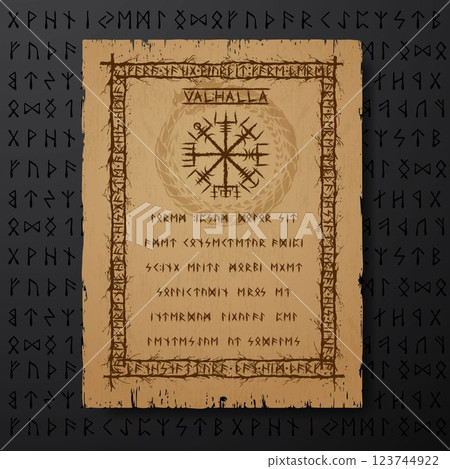 Runic pergament with runes and symbols 123744922