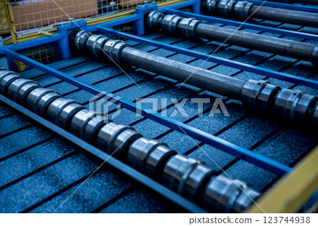 Metal sheet forming machine at the modern metalwork factory. Metal sheet forming machine at the modern metalwork factory. 123744938