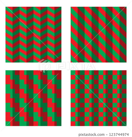 Geometric green and red patterns set Geometric green and red patterns set 123744974