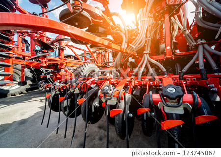 Modern agricultural machinery and equipment. Industrial details. Modern agricultural machinery and equipment. Industrial details. 123745062