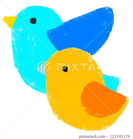Simple illustrations, crayon touches, early childhood education, bird illustrations 123745170